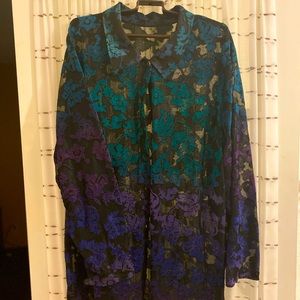 Vintage velvet lace sheer button down